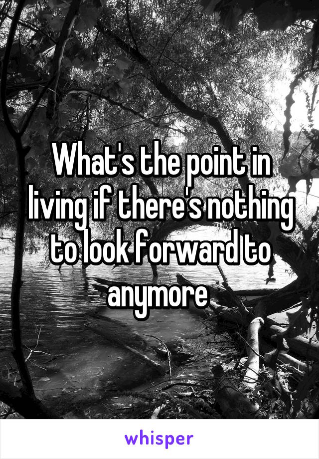 What's the point in living if there's nothing to look forward to anymore 