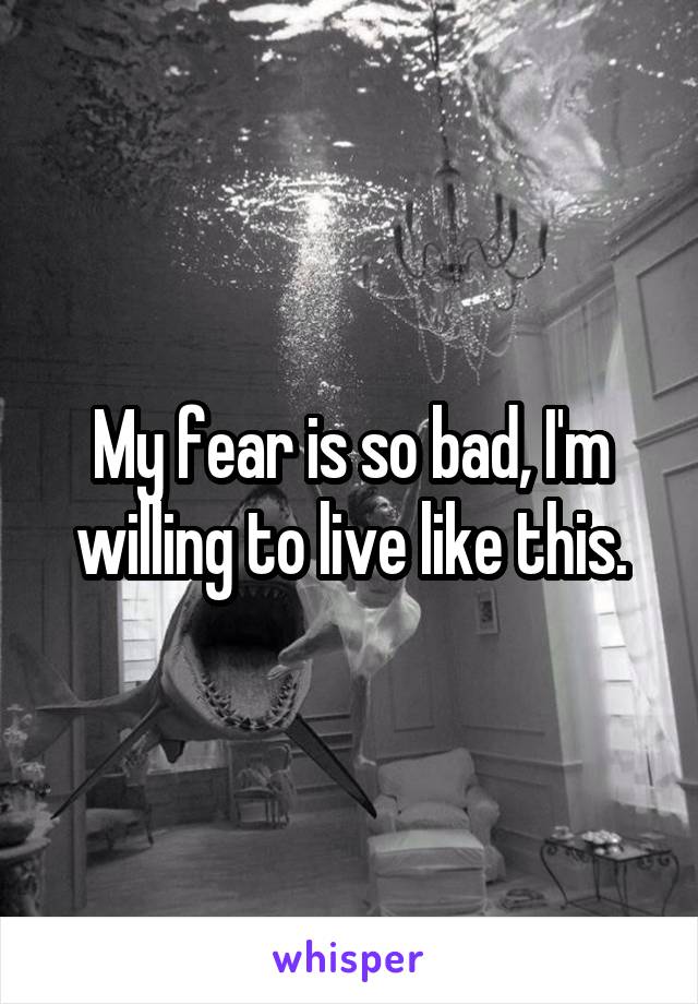 My fear is so bad, I'm willing to live like this.
