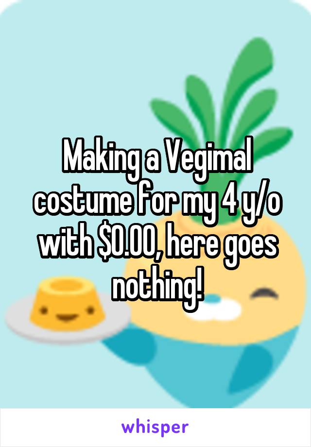 Making a Vegimal costume for my 4 y/o with $0.00, here goes nothing!