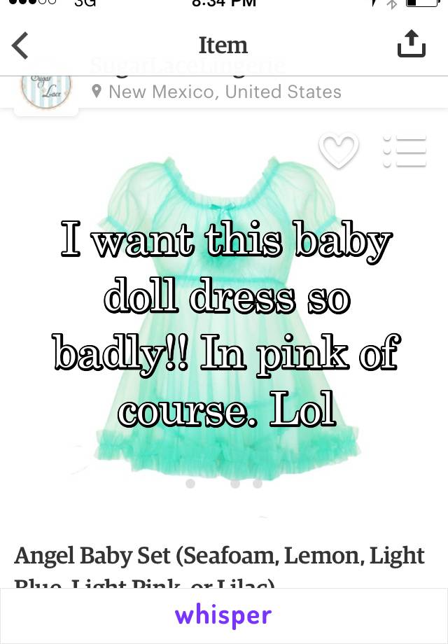 I want this baby doll dress so badly!! In pink of course. Lol