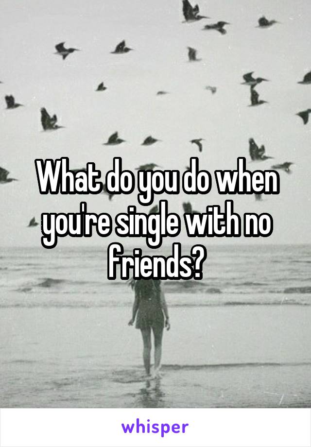 What do you do when you're single with no friends?