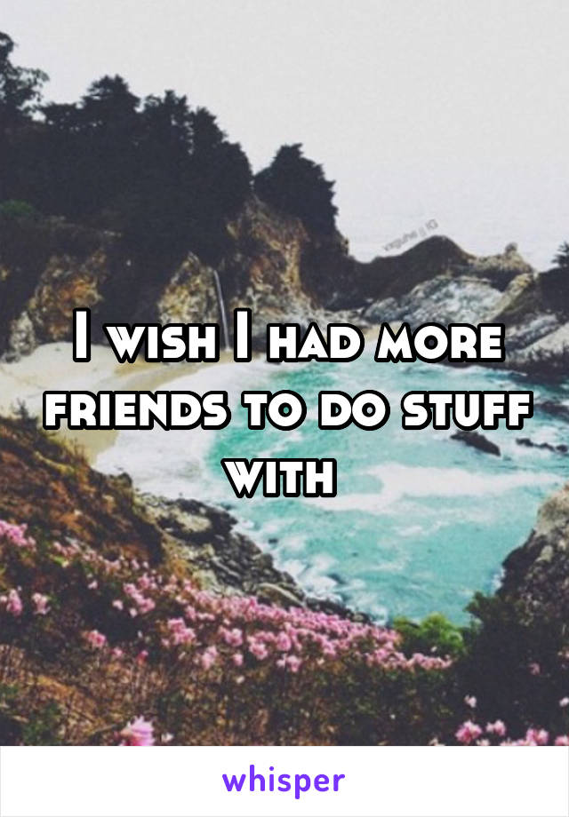 I wish I had more friends to do stuff with 