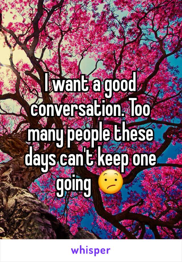I want a good conversation. Too many people these days can't keep one going 😕
