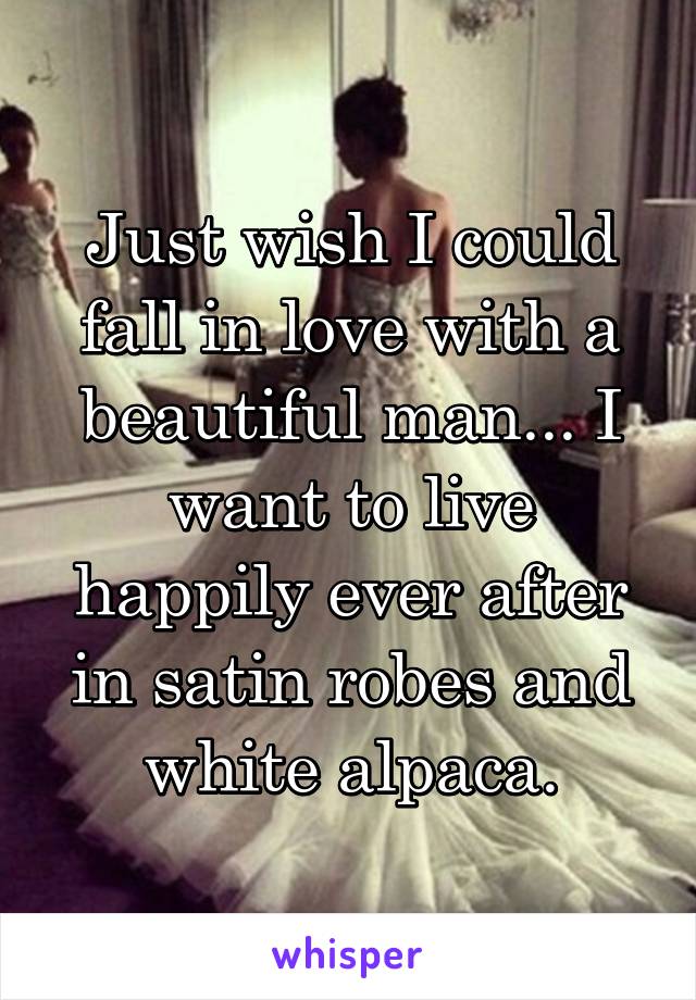 Just wish I could fall in love with a beautiful man... I want to live happily ever after in satin robes and white alpaca.