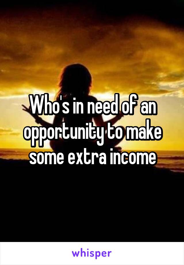 Who's in need of an opportunity to make some extra income