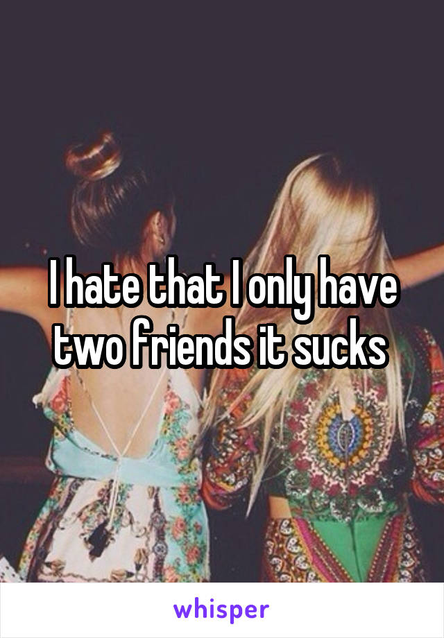 I hate that I only have two friends it sucks 