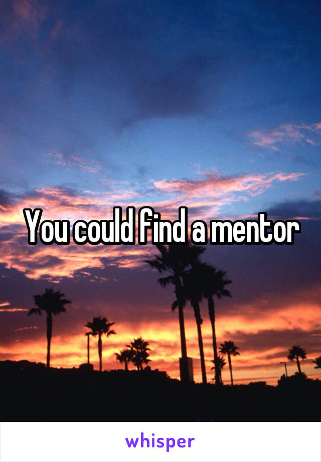You could find a mentor