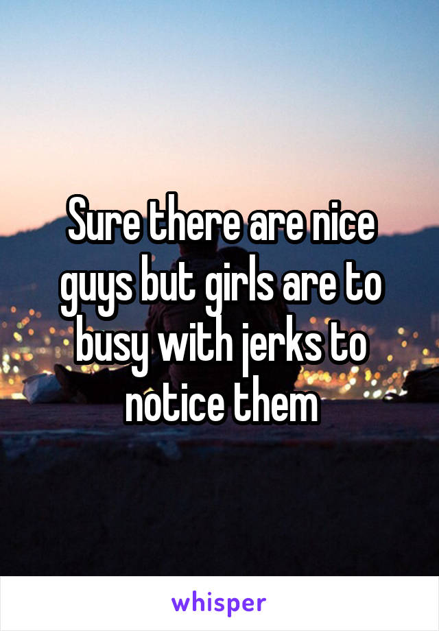 Sure there are nice guys but girls are to busy with jerks to notice them