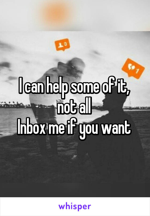 I can help some of it, 
not all 
Inbox me if you want 
