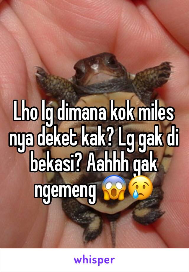 Lho lg dimana kok miles nya deket kak? Lg gak di bekasi? Aahhh gak ngemeng 😱😢