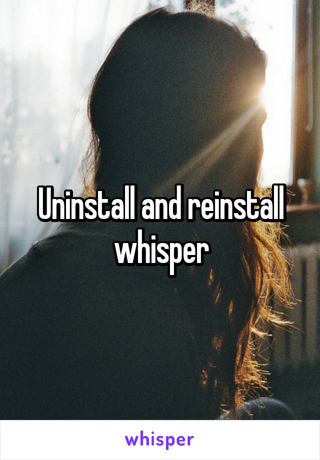 Uninstall and reinstall whisper