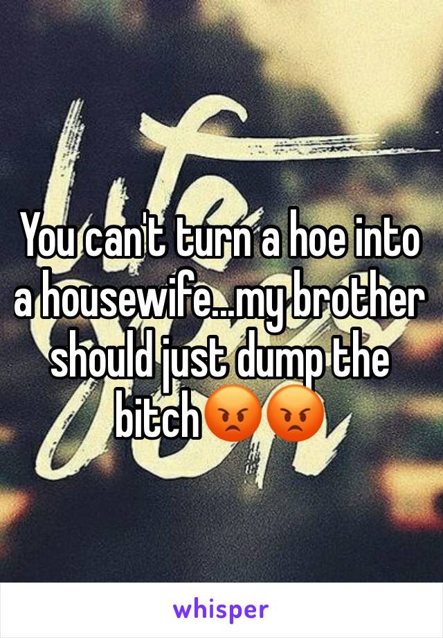 You can't turn a hoe into a housewife...my brother should just dump the bitch😡😡