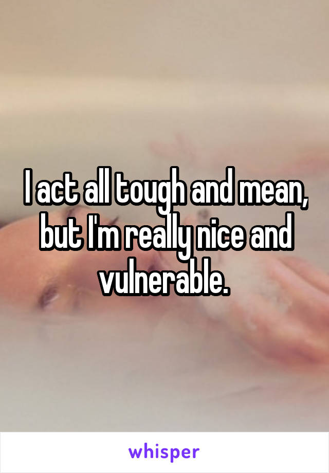 I act all tough and mean, but I'm really nice and vulnerable. 