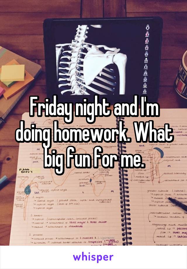 Friday night and I'm doing homework. What big fun for me.