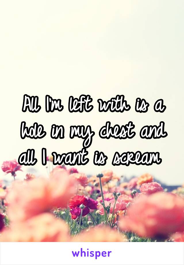 All I'm left with is a hole in my chest and all I want is scream 