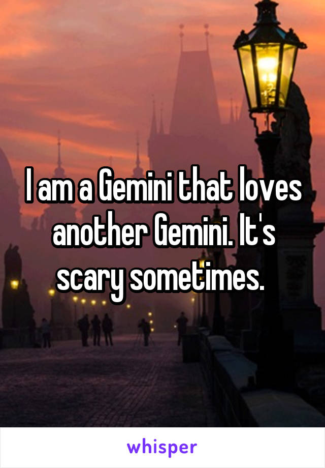 I am a Gemini that loves another Gemini. It's scary sometimes. 