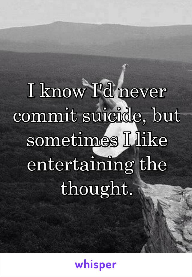 I know I'd never commit suicide, but sometimes I like entertaining the thought.