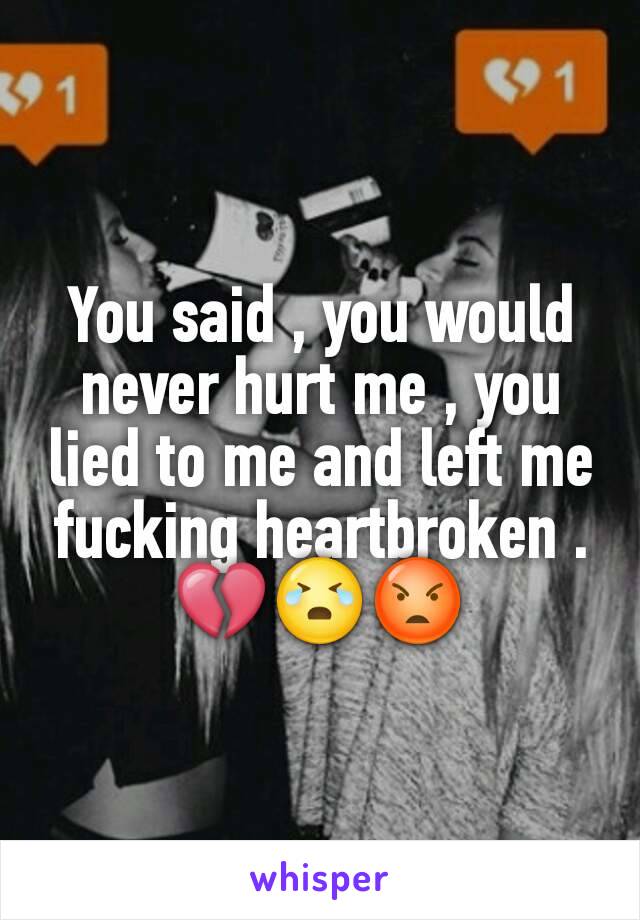 You said , you would never hurt me , you lied to me and left me fucking heartbroken . 💔😭😡