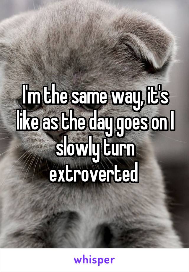 I'm the same way, it's like as the day goes on I slowly turn extroverted 