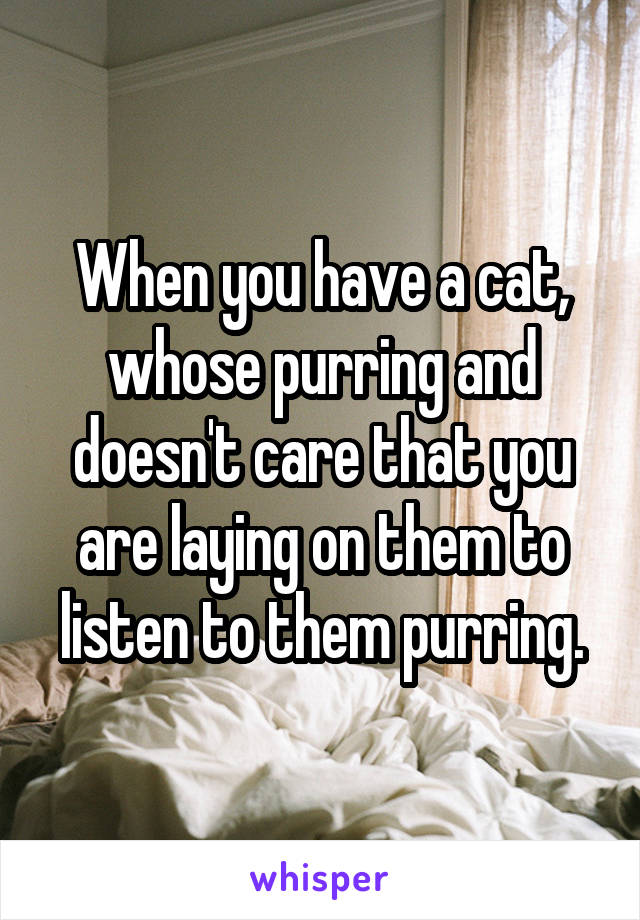 When you have a cat, whose purring and doesn't care that you are laying on them to listen to them purring.