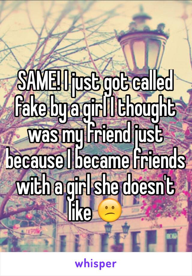 SAME! I just got called fake by a girl I thought was my friend just because I became friends with a girl she doesn't like 😕