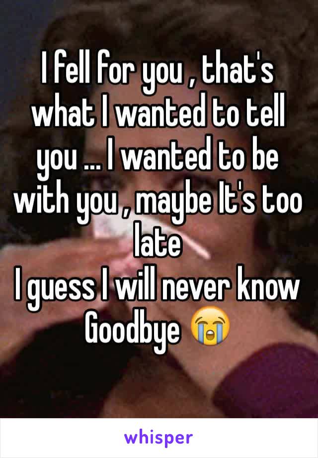 I fell for you , that's what I wanted to tell you ... I wanted to be with you , maybe It's too late 
I guess I will never know 
Goodbye 😭