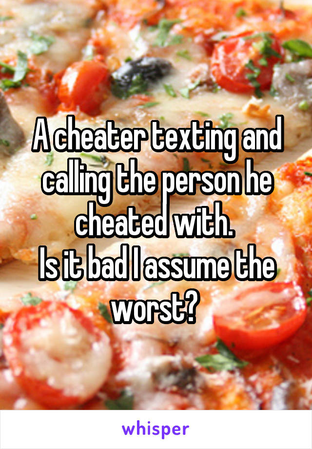 A cheater texting and calling the person he cheated with. 
Is it bad I assume the worst? 