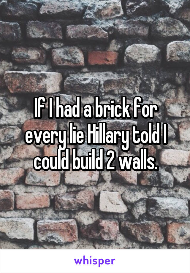 If I had a brick for every lie Hillary told I could build 2 walls.