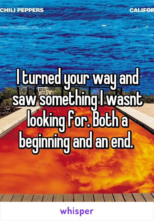 I turned your way and saw something I wasnt looking for. Both a beginning and an end. 