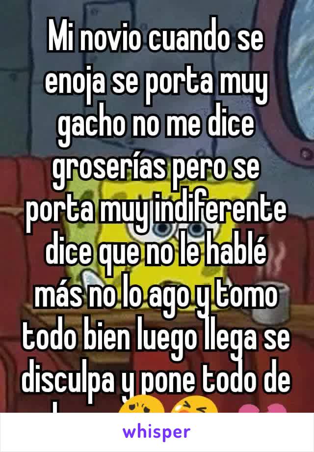 Mi novio cuando se enoja se porta muy gacho no me dice groserías pero se porta muy indiferente dice que no le hablé más no lo ago y tomo todo bien luego llega se disculpa y pone todo de cabeza.😟😭?💔