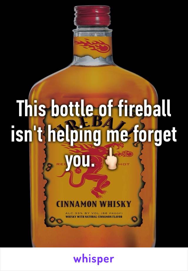 This bottle of fireball isn't helping me forget you. 🖕🏻