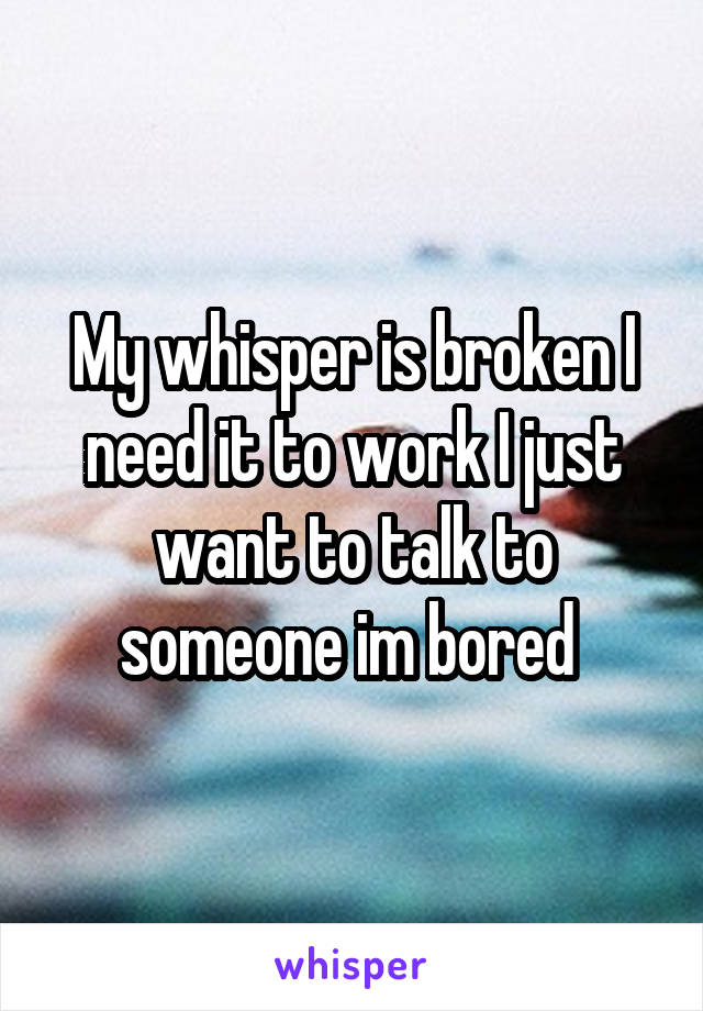 My whisper is broken I need it to work I just want to talk to someone im bored 