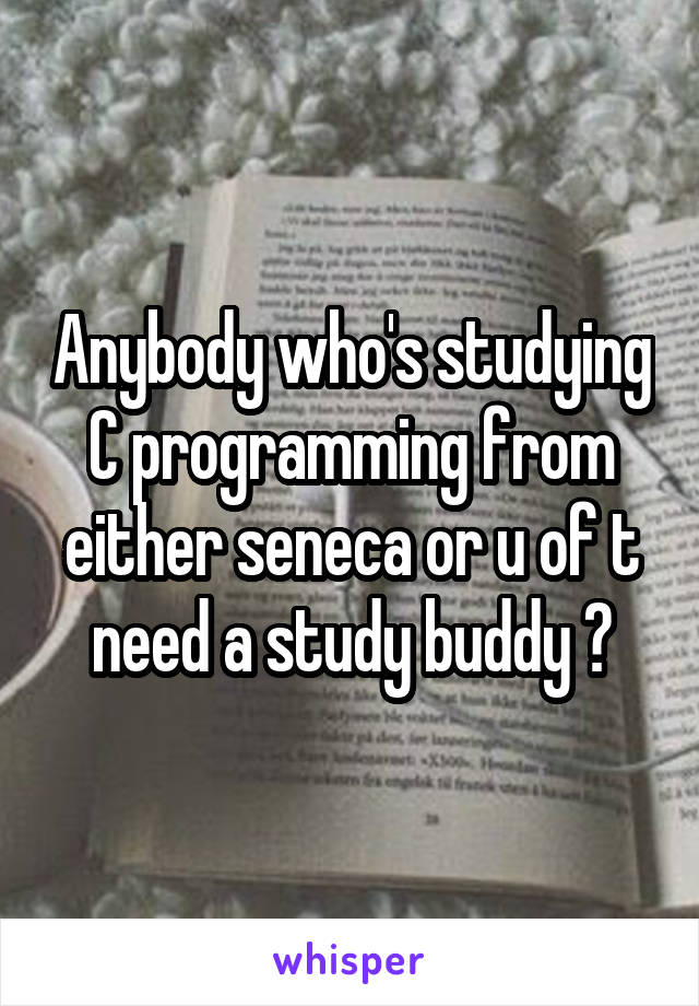 Anybody who's studying C programming from either seneca or u of t need a study buddy ?