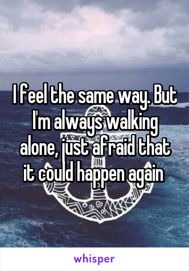 I feel the same way. But I'm always walking alone, just afraid that it could happen again 