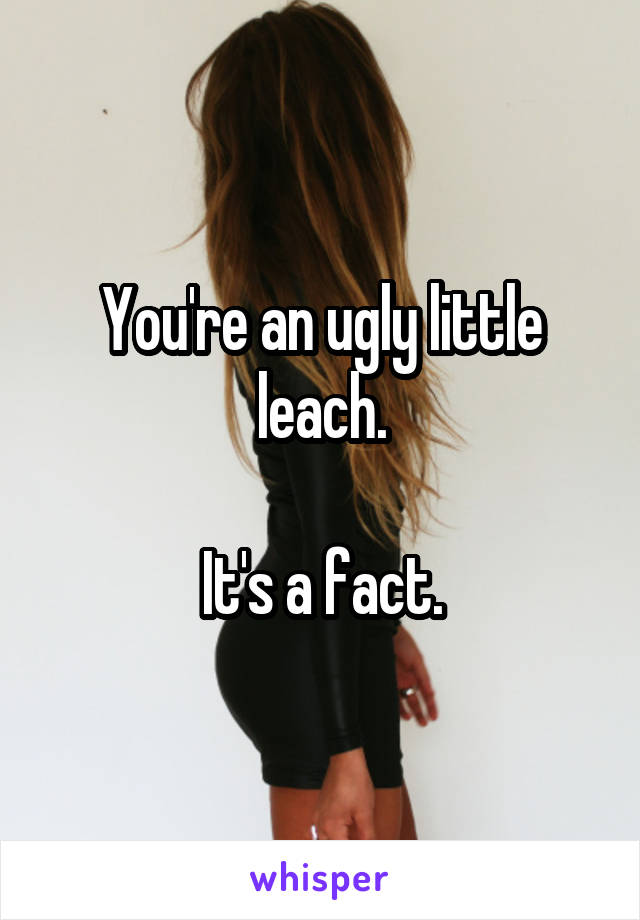 You're an ugly little leach.

It's a fact.