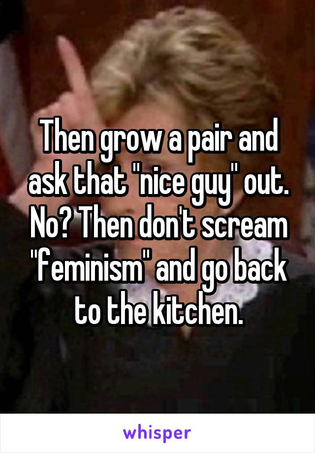 Then grow a pair and ask that "nice guy" out. No? Then don't scream "feminism" and go back to the kitchen.
