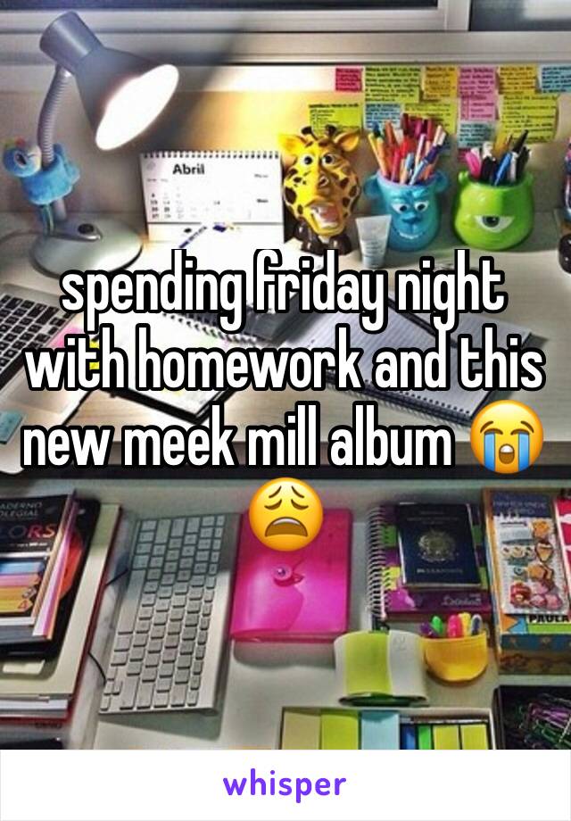 spending friday night with homework and this new meek mill album 😭😩