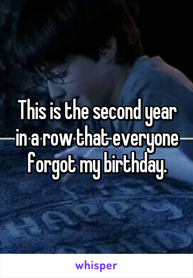 This is the second year in a row that everyone forgot my birthday.