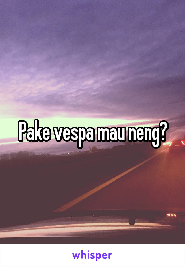 Pake vespa mau neng?