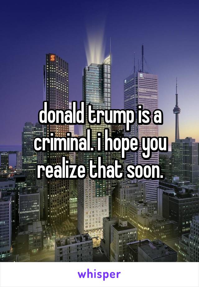 donald trump is a criminal. i hope you realize that soon.