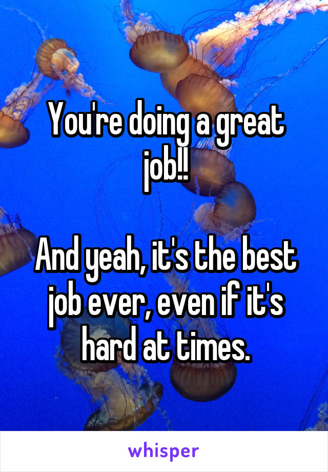 You're doing a great job!!

And yeah, it's the best job ever, even if it's hard at times.