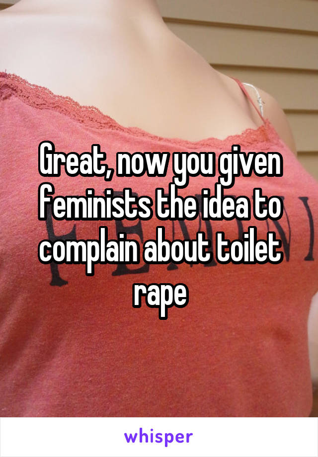 Great, now you given feminists the idea to complain about toilet rape