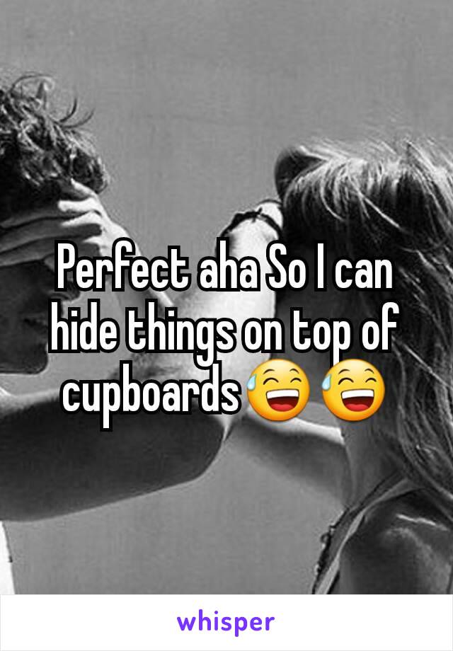 Perfect aha So I can hide things on top of cupboards😅😅