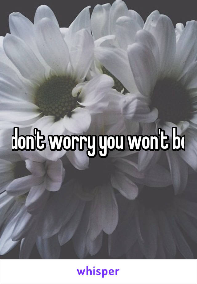 don't worry you won't be