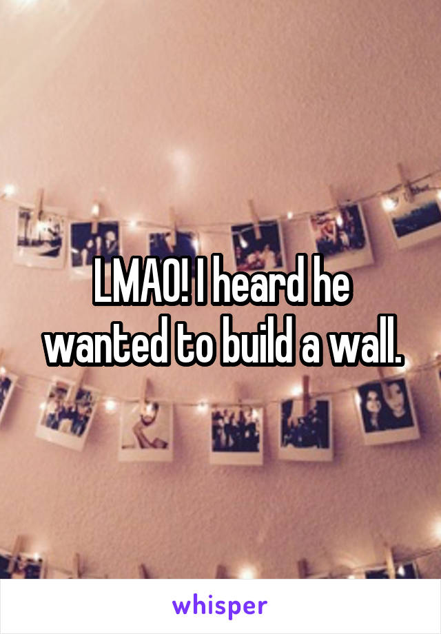 LMAO! I heard he wanted to build a wall.