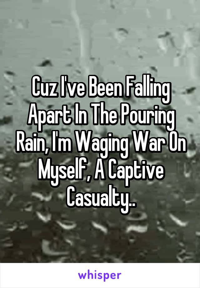 Cuz I've Been Falling Apart In The Pouring Rain, I'm Waging War On Myself, A Captive Casualty..