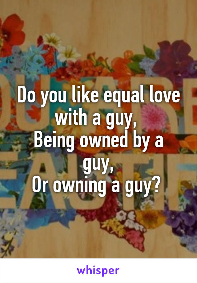 Do you like equal love with a guy, 
Being owned by a guy,
Or owning a guy? 