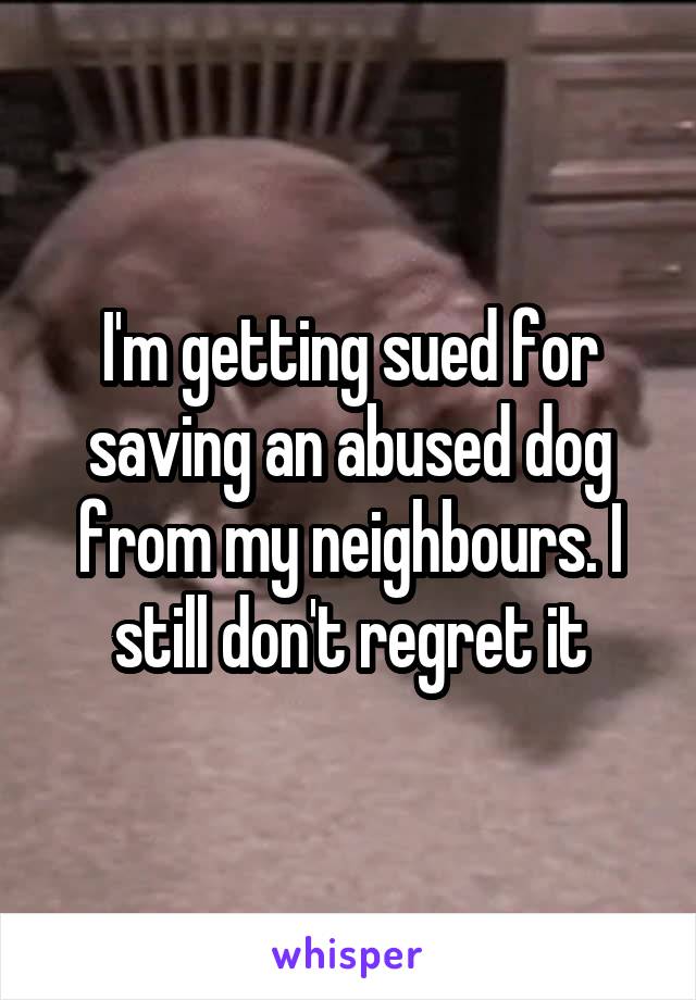 I'm getting sued for saving an abused dog from my neighbours. I still don't regret it