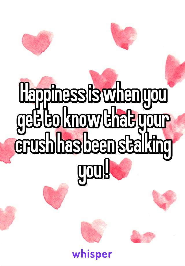 Happiness is when you get to know that your crush has been stalking you !