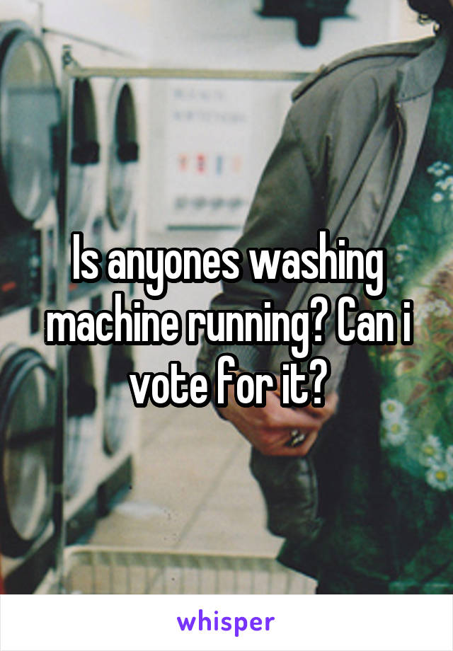 Is anyones washing machine running? Can i vote for it?
